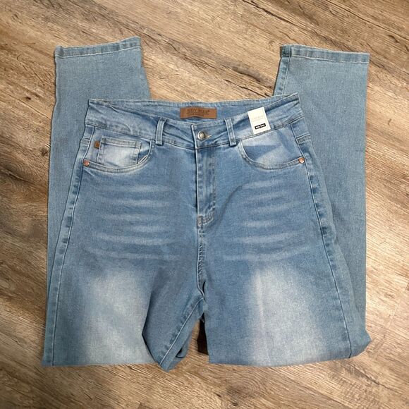 Judy Blue Denim - Judy Blue Womens Mid Rise Light Wash Straight Jeans Size Medium